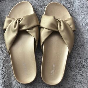 EUC Women’s J. Crew Gold Criss Cross Slide Sandals Size 10